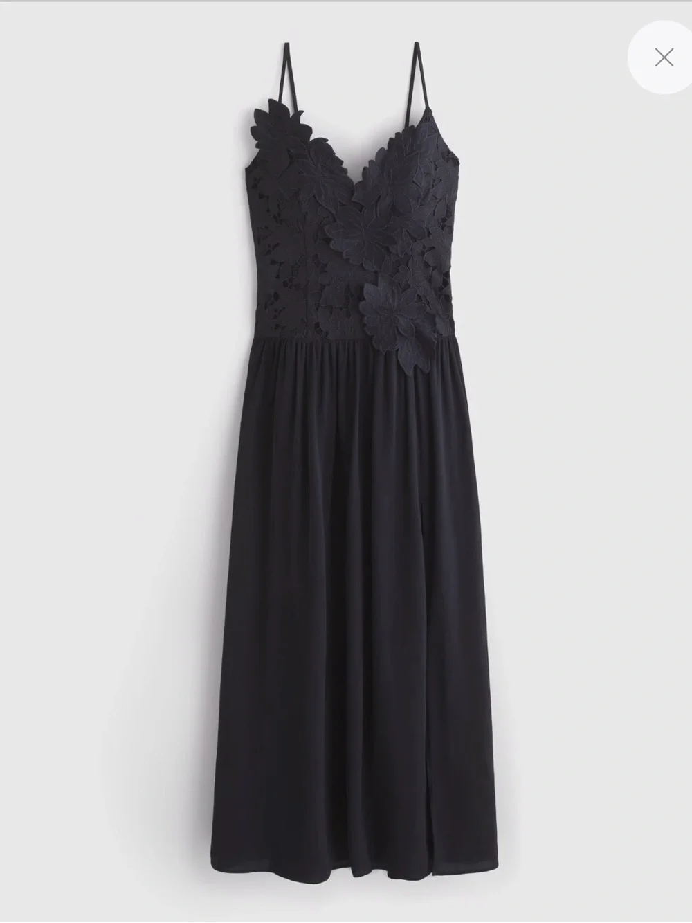 Abercrombie & Fitch Black Lace Bodice Maxi Dress with Side Slit